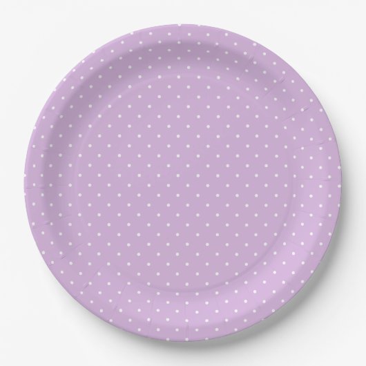 Mikro-Polka-Dot-Weiß - Sanftes Lila Pappteller (Vorderseite)