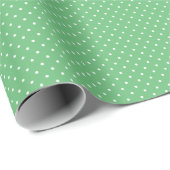 Mikro-Polka-Dot-Weiß - Sommergrün Geschenkpapier (Rolleneckpunkt)