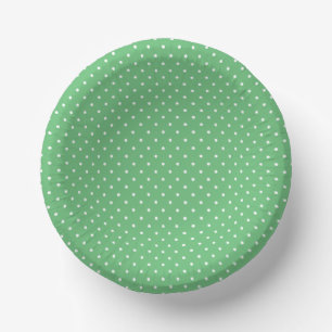 Mikro-Polka-Dot-Weiß - Sommergrün Pappteller