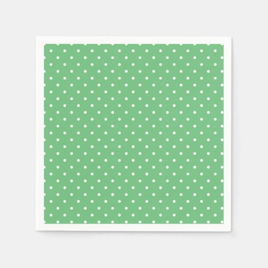 Mikro-Polka-Dot-Weiß - Sommergrün Serviette (Vorderseite)