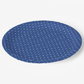 Mikro-Polka-Dot-Weiß - True Blue Pappteller (Schrägansicht)