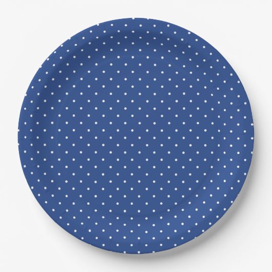 Mikro-Polka-Dot-Weiß - True Blue Pappteller (Vorderseite)