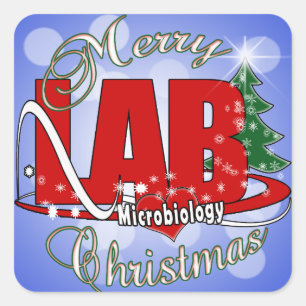 MIKROBIOLOGIE CHRISTMAS MEDIZINISCHE LABORTECH QUADRATISCHER AUFKLEBER