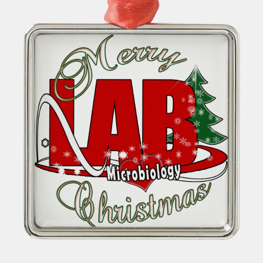 MIKROBIOLOGIE CHRISTMAS MEDIZINISCHE LABORTECH SILBERNES ORNAMENT (Vorne)
