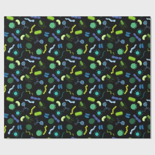 Mikrobiologie - Farbe auf Schwarz Geschenkpapier (Flach)