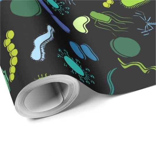 Mikrobiologie - Farbe auf Schwarz Geschenkpapier (Rolleneckpunkt)