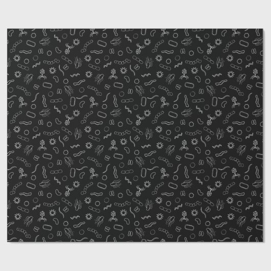 Mikrobiologie - Weiß auf Schwarz Geschenkpapier (Flach)