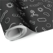 Mikrobiologie - Weiß auf Schwarz Geschenkpapier (Rolleneckpunkt)