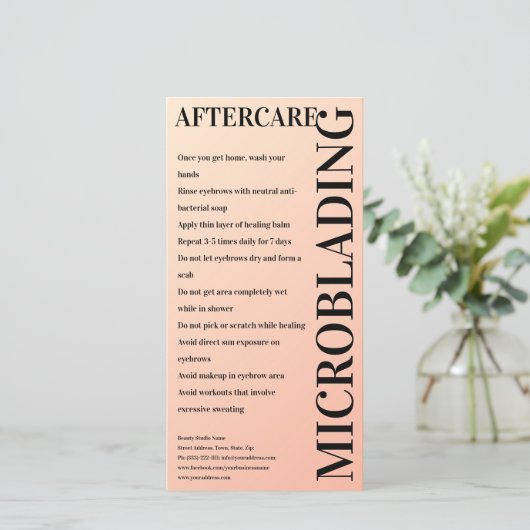 Mikroblading Aftercare Creamy Glam Dankeskarte (Stehend Vorderseite)
