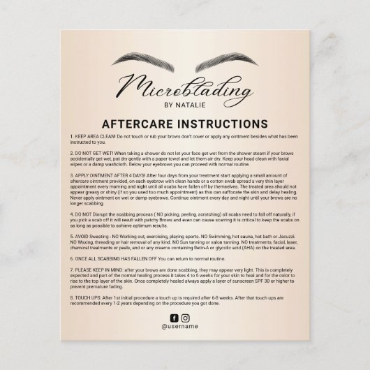 Mikroblading Aftercare Instruction Elfenbeinweiß Flyer (Vorne)