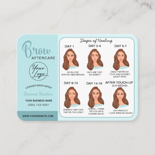 Mikroblading Aftercare Instructions Busine Visitenkarte (Vorderseite)