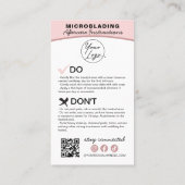 Mikroblading Aftercare Instructions Busine Visitenkarte (Rückseite)