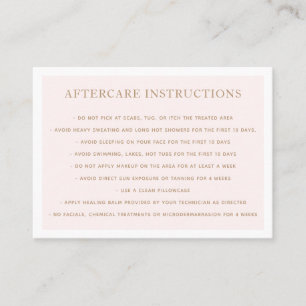 Mikroblading Aftercare Instructions Pink Visitenkarte