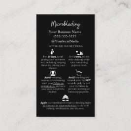 Mikroblading Aftercare und FAQs Instruction Card Visitenkarte
