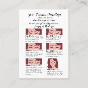 Mikroblading Bühnen von Heilung und Nachsorge Visitenkarte