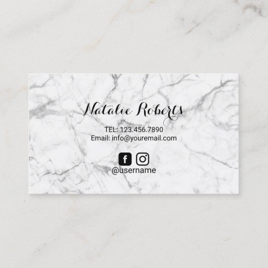 Mikroblading Elegante Typografie Weißer Marmor Visitenkarte (Rückseite)