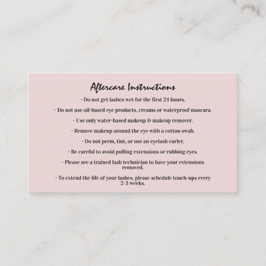 Mikroblading-Logos nach der Pflege Visitenkarte (Rückseite)