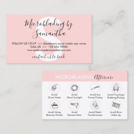 Mikroblasen Heilung nach der Behandlung Visitenkarte (Vorne/Hinten)