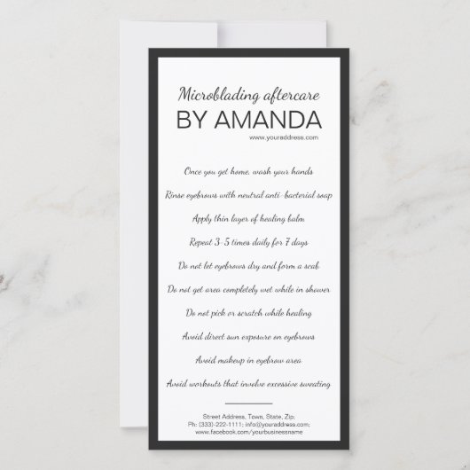 Mikroblende nach der Pflege einfache weiße schwarz Dankeskarte (Vorderseite)