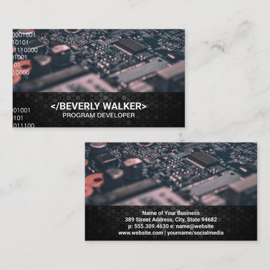 Mikrochip | Binärkode Visitenkarte (Vorne/Hinten)