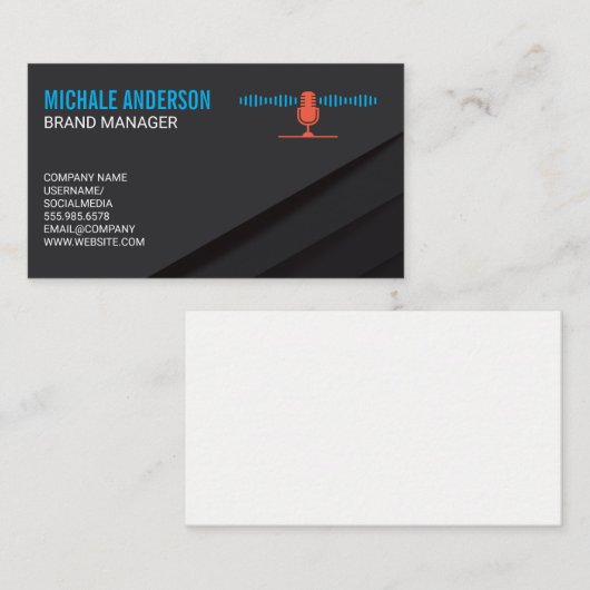 Mikrofon-Audiosignal-Logo Visitenkarte (Vorne/Hinten)