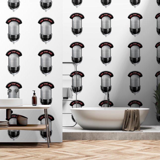 Mikrofon auf der Luftfarbe weiß Tapete (Badezimmer)