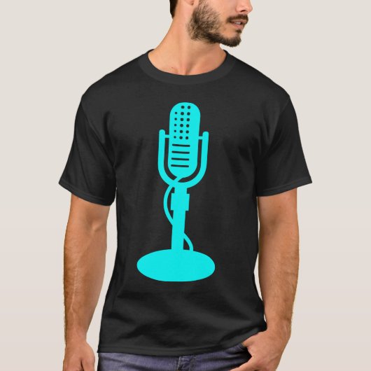 Mikrofon - Cyan T-Shirt (Vorderseite)