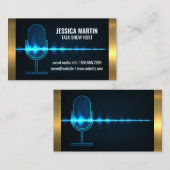 Mikrofon | Digital Sound Wave | Goldmetallschneide Visitenkarte (Vorne/Hinten)