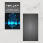 Mikrofon | Digital Sound Wave | Metallic Visitenkarte (Vorne/Hinten)