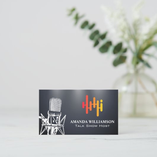 Mikrofon | Digitales Audio-Logo Visitenkarte (Stehend Vorderseite)
