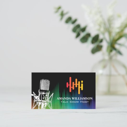 Mikrofon | Farbenfrohe digitale Auszeichnung Visitenkarte (Stehend Vorderseite)
