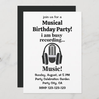 Mikrofon-Headphone Musikalische Geburtstagsparty Einladung