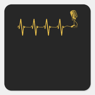 Mikrofon Heartbeat Golden Heartbeat Quadratischer Aufkleber