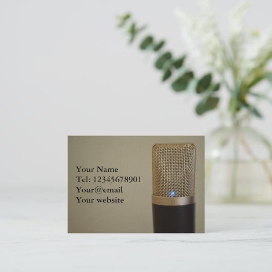 Mikrofon im Hintergrund Visitenkarte (Stehend Vorderseite)