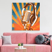 Mikrofon im Retrostil Leinwanddruck (Insitu (Wohnzimmer))