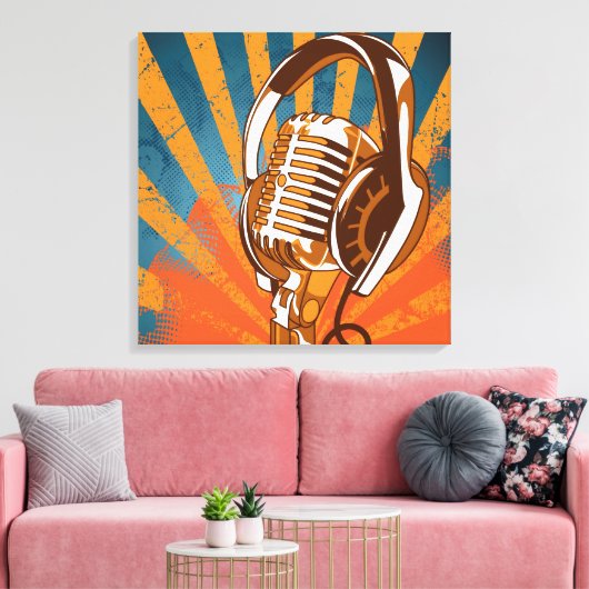 Mikrofon im Retrostil Leinwanddruck (Insitu (Wohnzimmer))