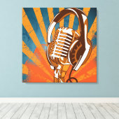 Mikrofon im Retrostil Leinwanddruck (Insitu (Holzboden))