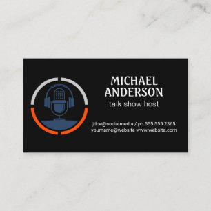 Mikrofon-Logo   Podcast Host Business Card Visitenkarte