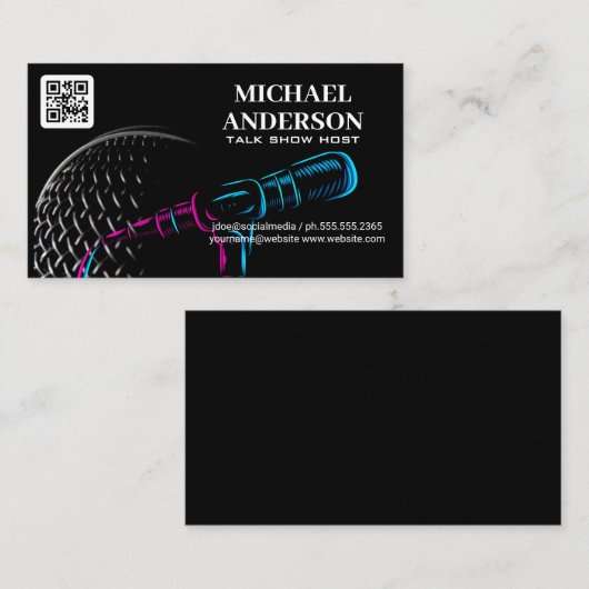 Mikrofon-Logo | Podcast Vlogger Visitenkarte (Vorne/Hinten)