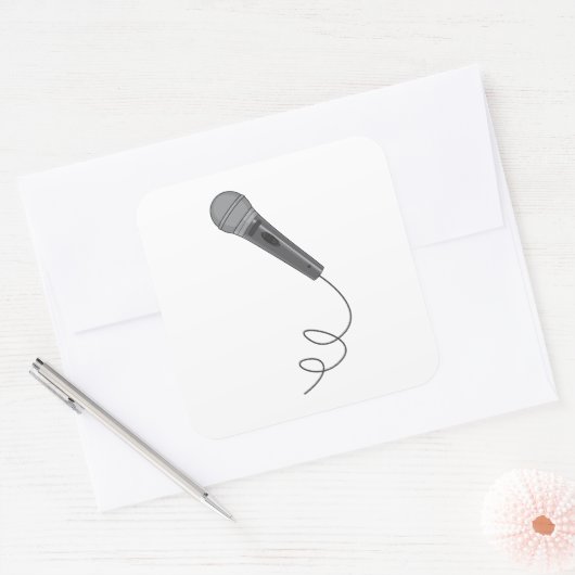 Mikrofon-Mike ~ Audiomusik Quadratischer Aufkleber (Umschlag)