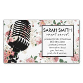 Mikrofon mit Blumenmuster Magnetische Visitenkarte (Vorderseite)