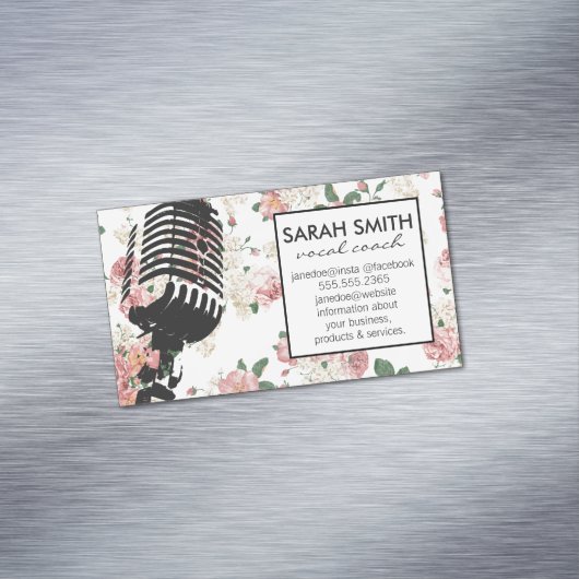 Mikrofon mit Blumenmuster Magnetische Visitenkarte (Beispiel)