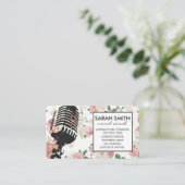 Mikrofon mit Blumenmuster Visitenkarte (Stehend Vorderseite)