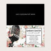 Mikrofon mit Blumenmuster Visitenkarten (Außenseite Aufgefaltet)