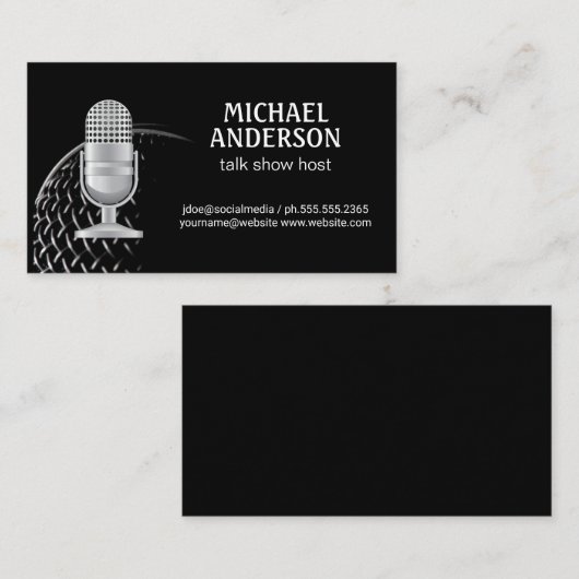 Mikrofon | Podcast Host Business Card Visitenkarte (Vorne/Hinten)