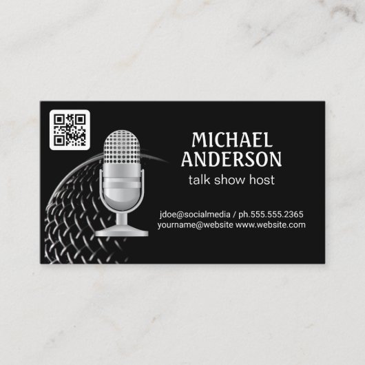 Mikrofon | Podcast-Host | QR-Code Visitenkarte (Vorderseite)