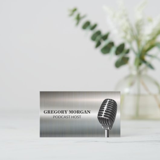 Mikrofon/Podcaster Visitenkarte (Stehend Vorderseite)