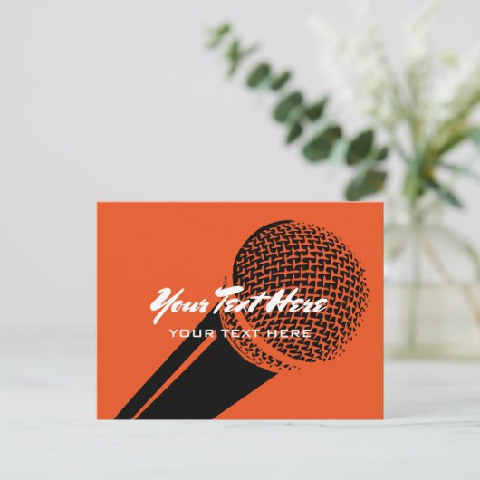 Mikrofon-Postkartenvorlage mit Logo-Grafik Postkarte (Stehend Vorderseite)