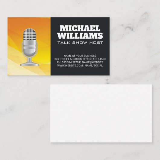 Mikrofon | Stilisierter Brandhintergrund Visitenkarte (Vorne/Hinten)