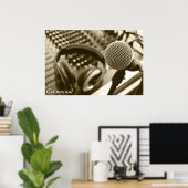 Mikrofon und Kopfhörer Poster (Heimbüro)